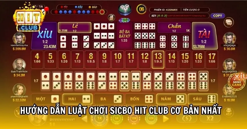 Hướng dẫn luật chơi Sicbo HIT CLUB cơ bản nhất